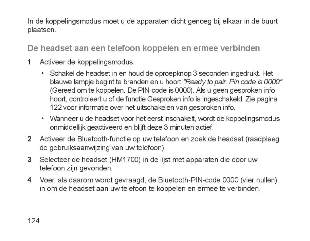 Samsung BHM1700VDECXEF, BHM1700VPECXEF, BHM1700EDECXEF manual De headset aan een telefoon koppelen en ermee verbinden 