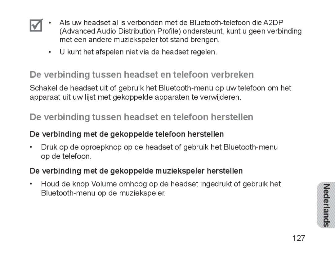 Samsung BHM1700EBECXEF, BHM1700VDECXEF, BHM1700VPECXEF, BHM1700EDECXEF De verbinding tussen headset en telefoon verbreken 