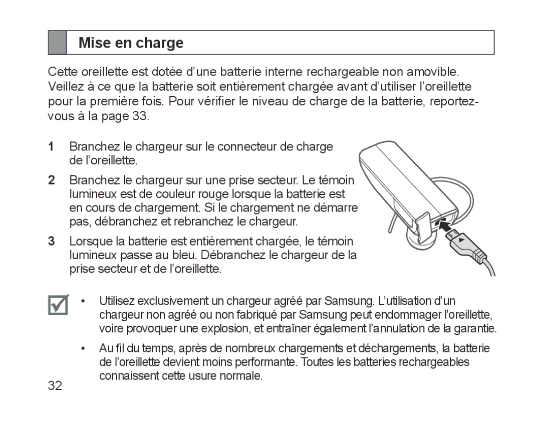 Samsung BHM1700EPECEUR, BHM1700VDECXEF, BHM1700VPECXEF, BHM1700EDECXEF, BHM1700EBECXEF, BHM1700EPECXEF manual Mise en charge 