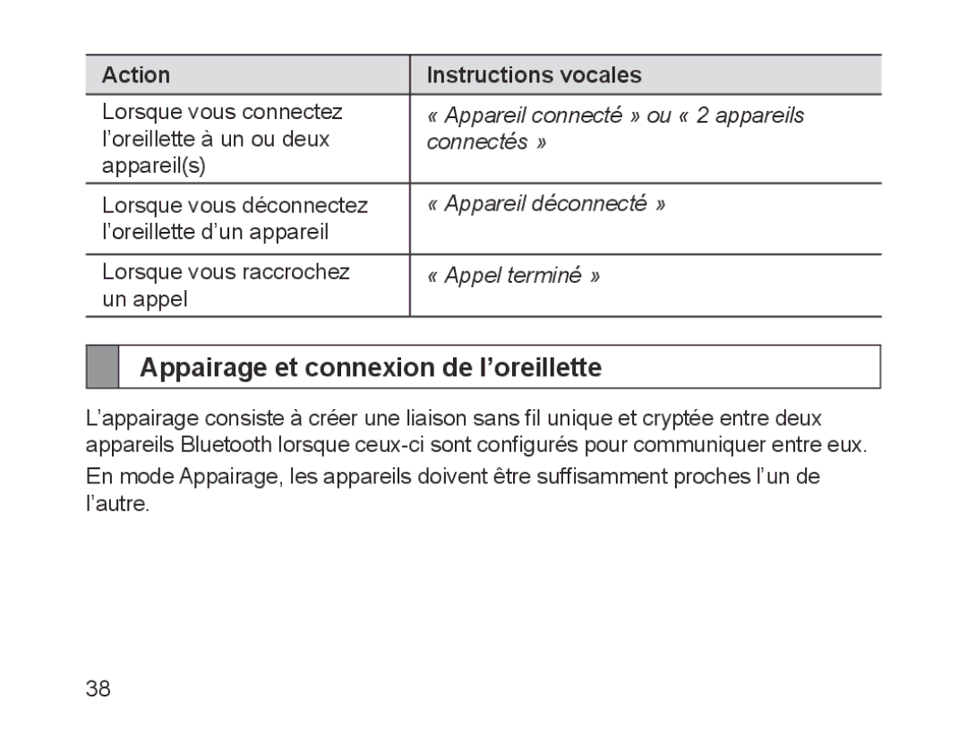 Samsung BHM1700EDRCSER, BHM1700VDECXEF, BHM1700VPECXEF, BHM1700EDECXEF, BHM1700EBECXEF Appairage et connexion de l’oreillette 