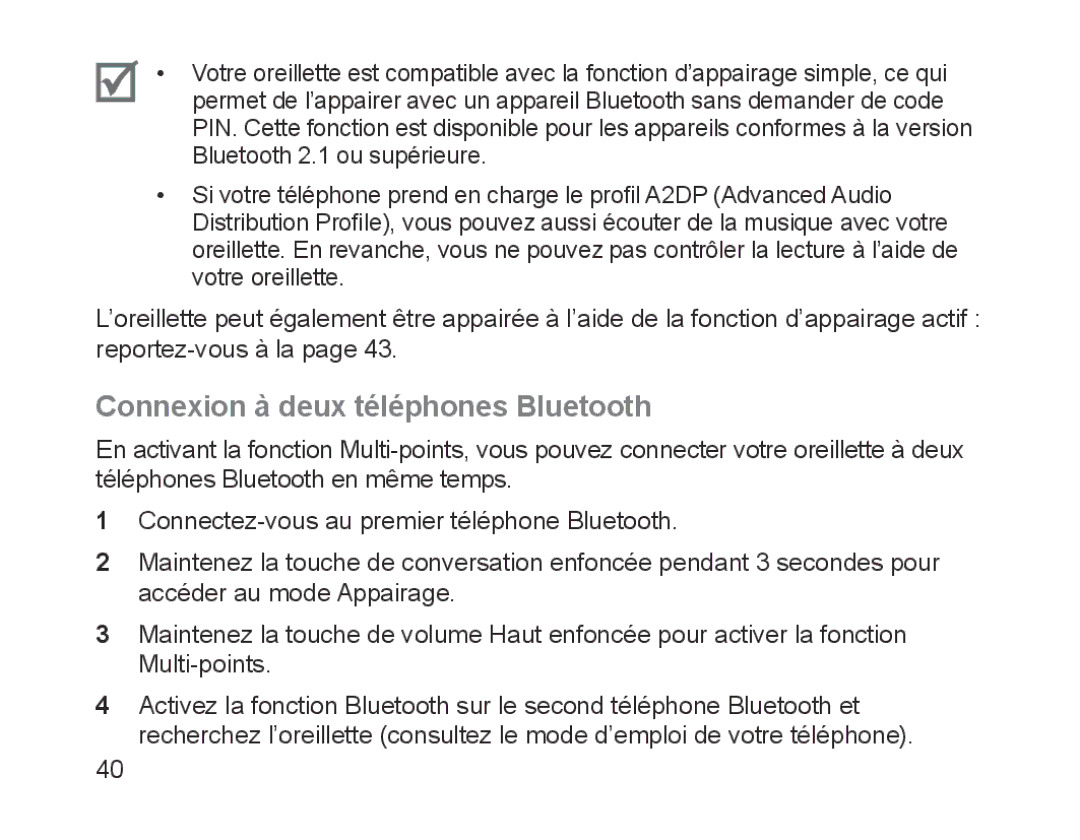 Samsung BHM1700VDECXEF, BHM1700VPECXEF, BHM1700EDECXEF, BHM1700EBECXEF, BHM1700EPECXEF Connexion à deux téléphones Bluetooth 