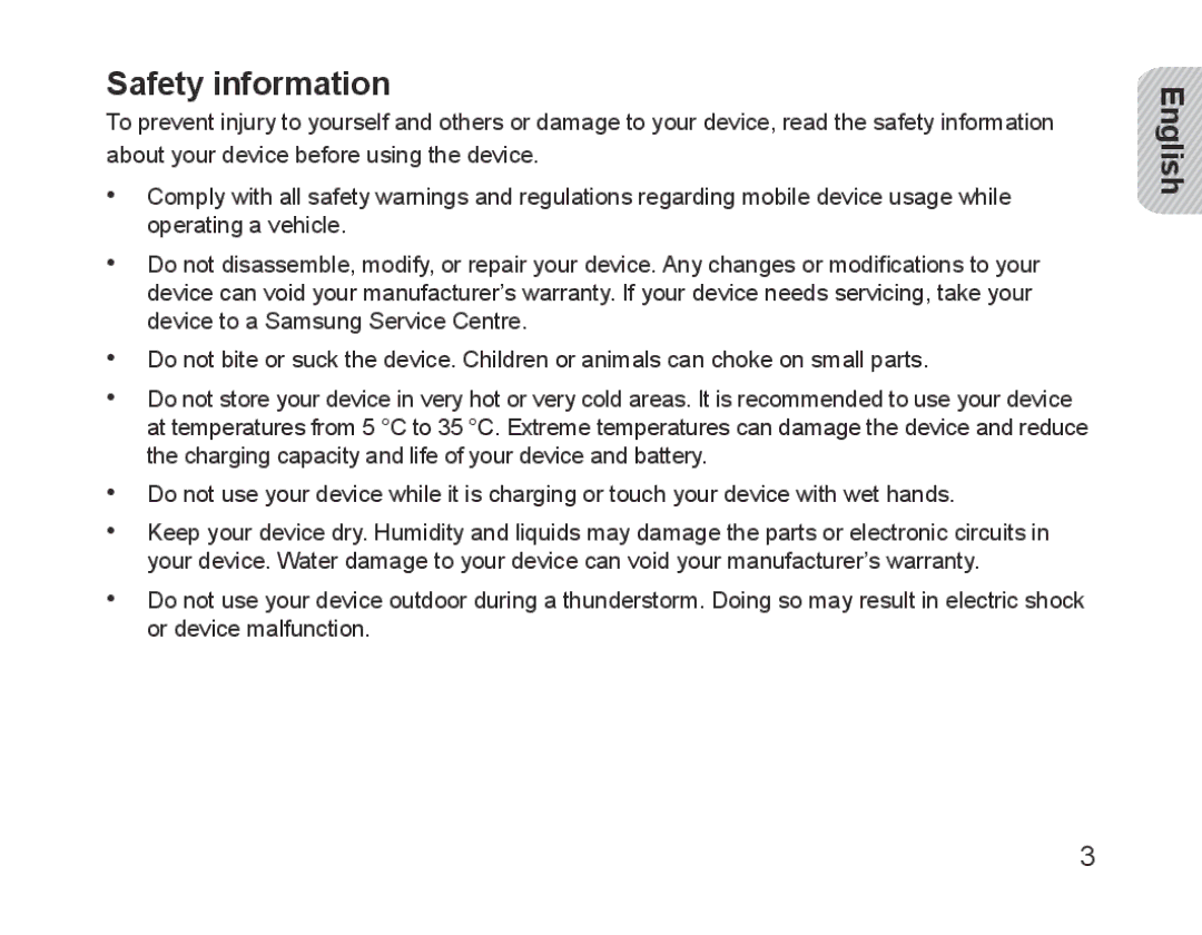 Samsung BHM1700EDECXET, BHM1700VDECXEF, BHM1700VPECXEF, BHM1700EDECXEF, BHM1700EBECXEF, BHM1700EPECXEF manual Safety information 