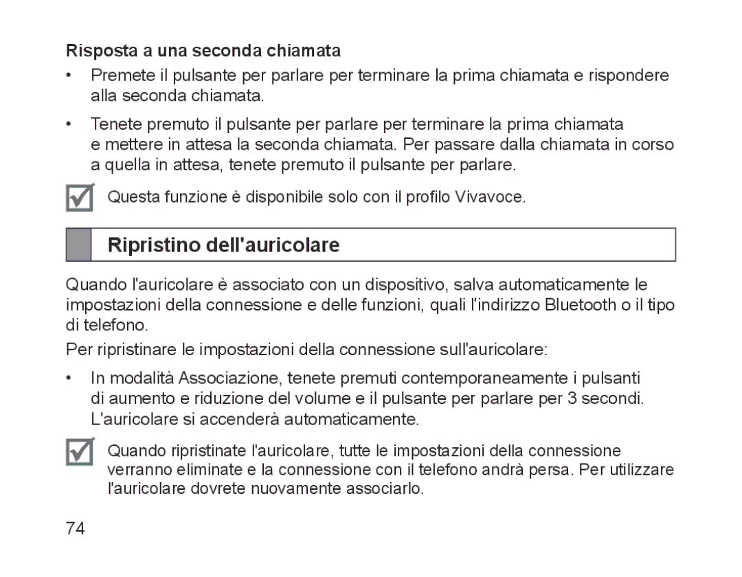 Samsung BHM1700EPECEUR, BHM1700VDECXEF, BHM1700VPECXEF manual Ripristino dellauricolare, Risposta a una seconda chiamata 