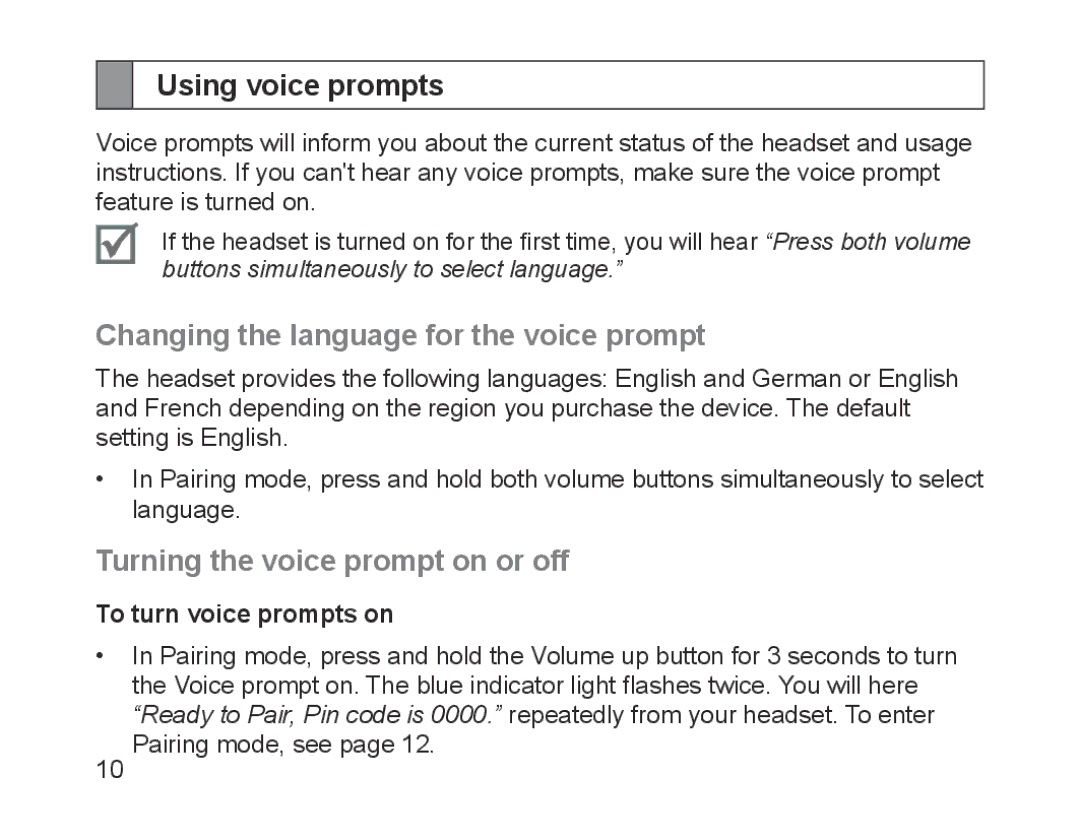 Samsung BHM1700EDECXEE Using voice prompts, Changing the language for the voice prompt, Turning the voice prompt on or off 