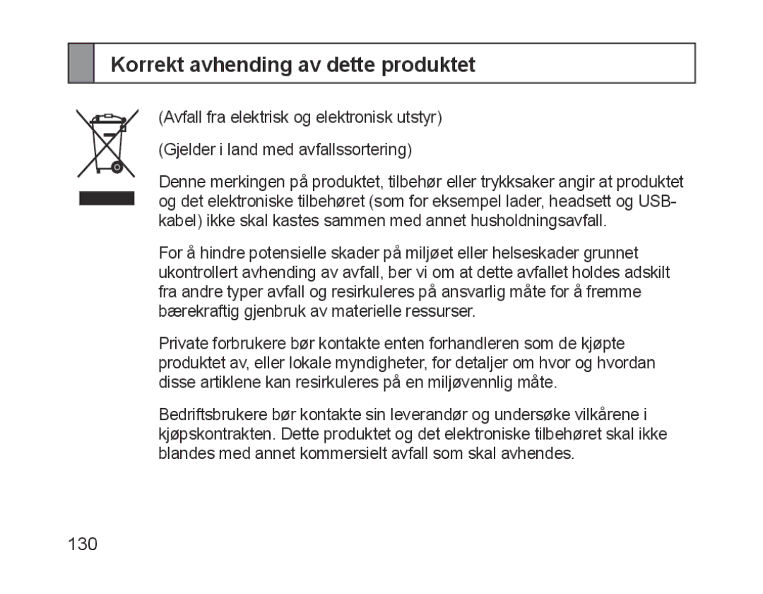 Samsung BHM1700EPECXET, BHM1700VDECXEF, BHM1700VPECXEF, BHM1700EDECXEF, BHM1700EBECXEF Korrekt avhending av dette produktet 