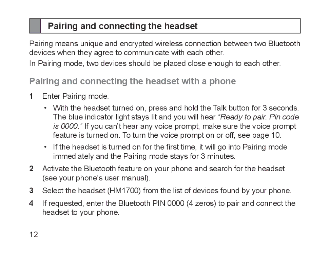 Samsung BHM1700EDECEUR, BHM1700VDECXEF, BHM1700VPECXEF, BHM1700EDECXEF Pairing and connecting the headset with a phone 