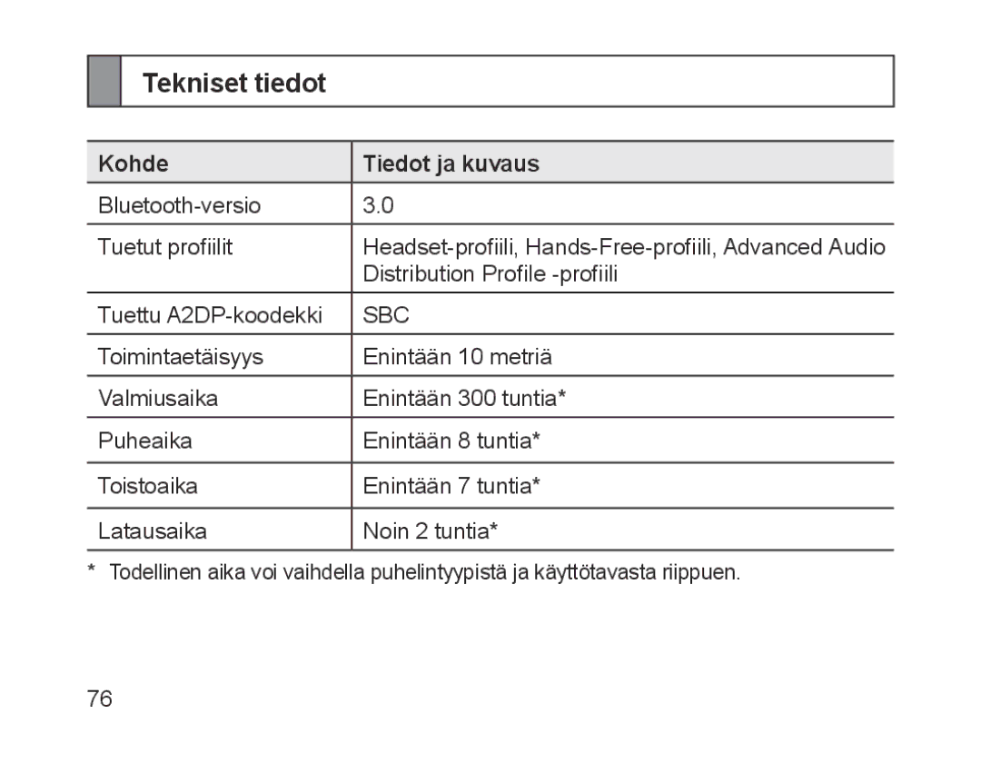 Samsung BHM1700EDECILO, BHM1700VDECXEF, BHM1700VPECXEF, BHM1700EDECXEF manual Tekniset tiedot, Kohde Tiedot ja kuvaus 