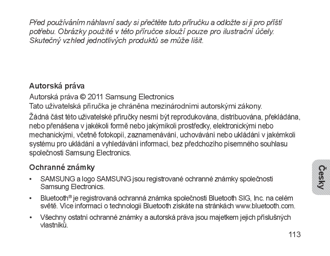 Samsung BHM1700EPECXEH, BHM1700VDECXEF, BHM1700VPECXEF, BHM1700EDECXEF, BHM1700EBECXEF Česky, Autorská práva, Ochranné známky 