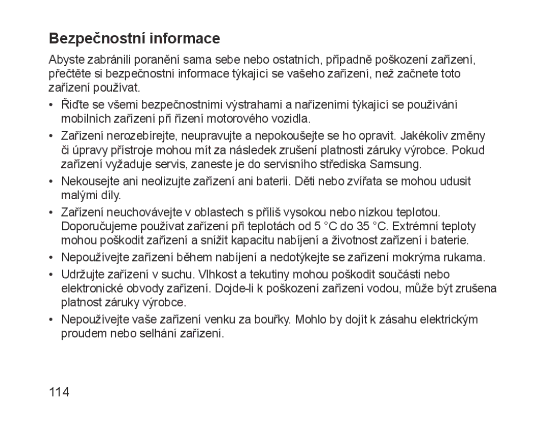 Samsung BHM1700VDECXEE, BHM1700VDECXEF, BHM1700VPECXEF, BHM1700EDECXEF, BHM1700EBECXEF, BHM1700EPECXEF Bezpečnostní informace 