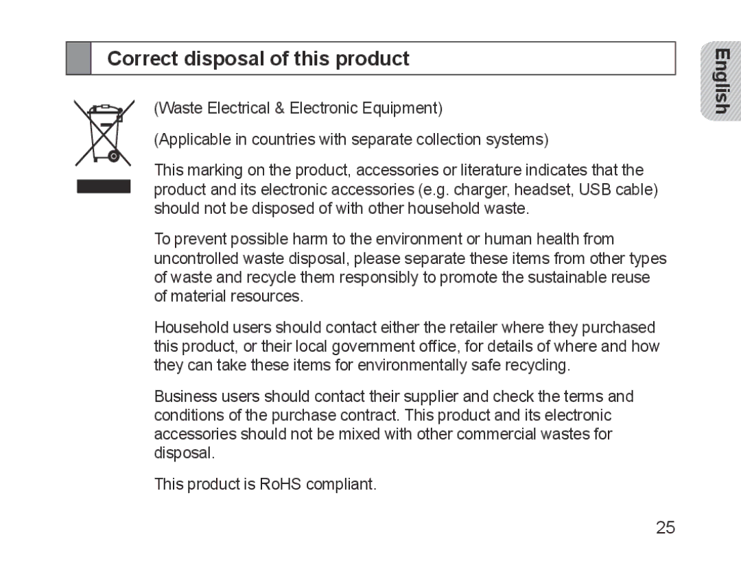 Samsung BHM1700EPECXET, BHM1700VDECXEF, BHM1700VPECXEF, BHM1700EDECXEF, BHM1700EBECXEF manual Correct disposal of this product 