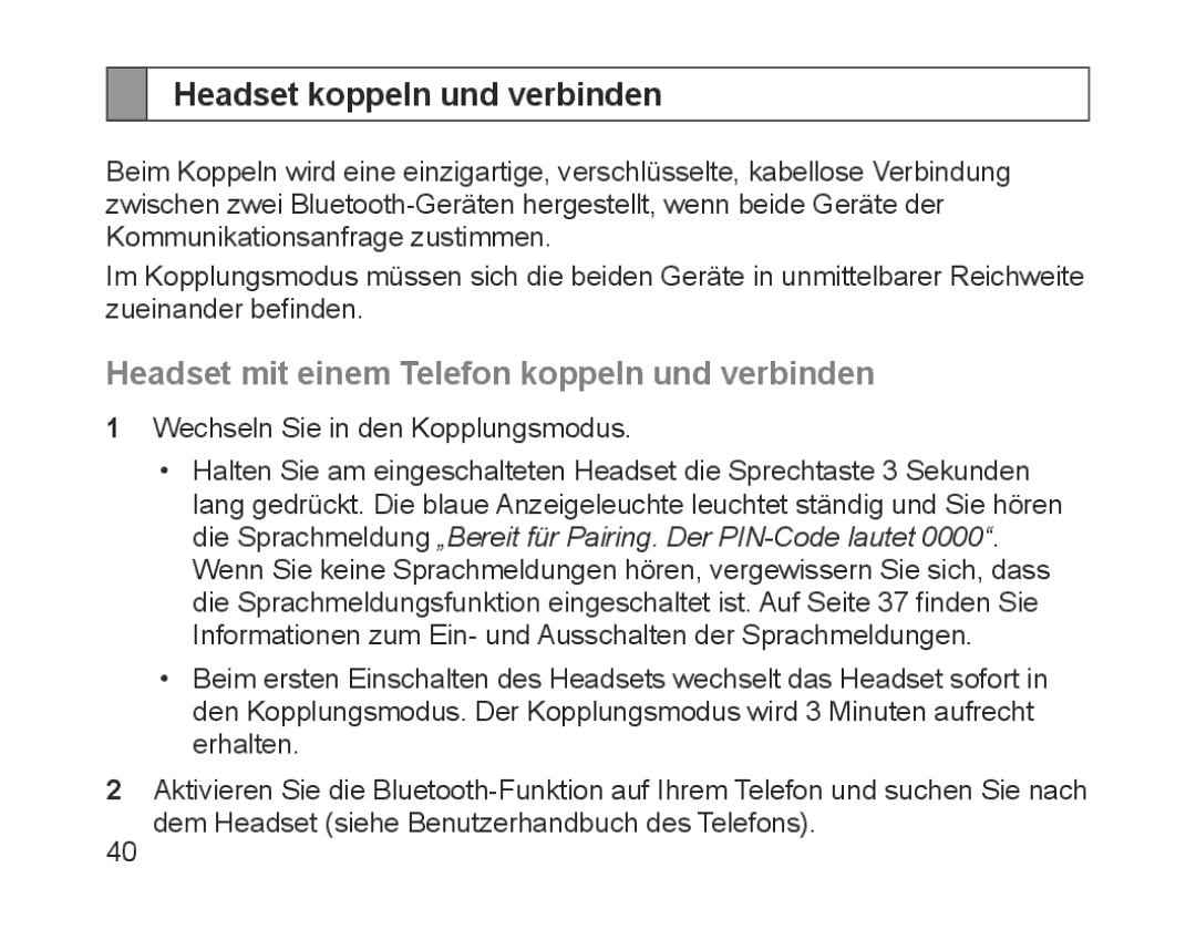 Samsung BHM1700VDECXEF, BHM1700VPECXEF manual Headset koppeln und verbinden, Headset mit einem Telefon koppeln und verbinden 