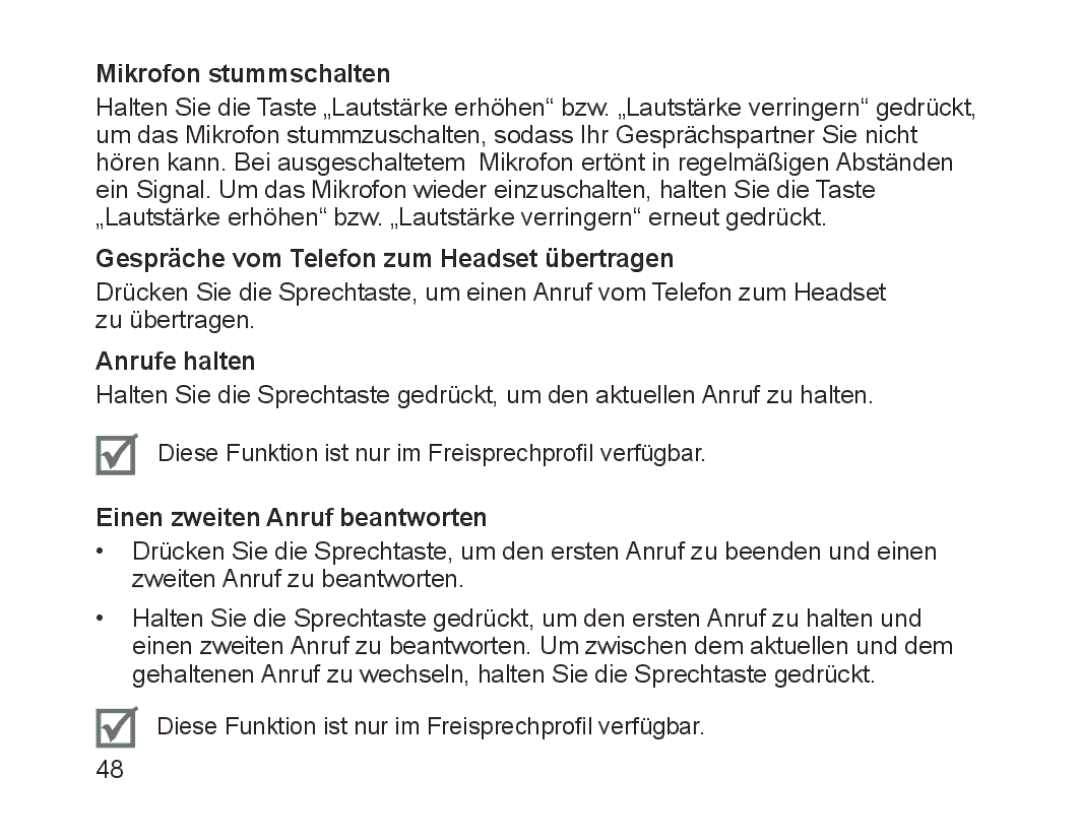 Samsung BHM1700EDECXEV, BHM1700VDECXEF Mikrofon stummschalten, Gespräche vom Telefon zum Headset übertragen, Anrufe halten 