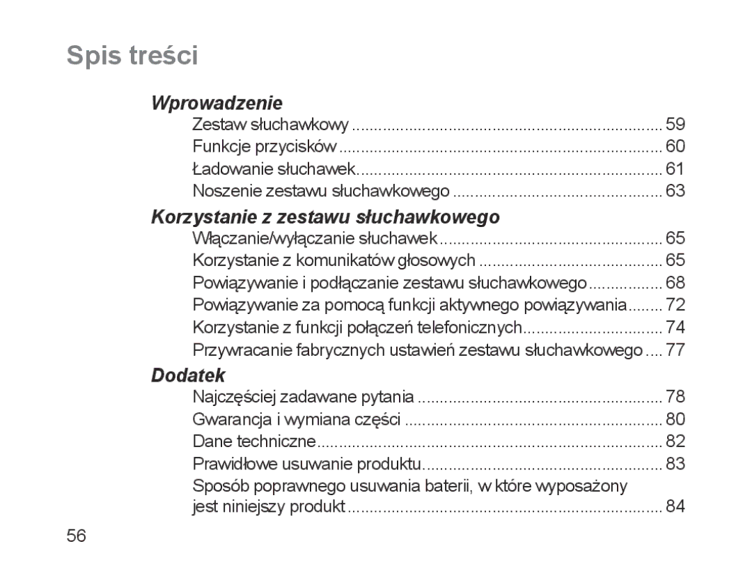 Samsung BHM1700EDECHAT, BHM1700VDECXEF, BHM1700VPECXEF, BHM1700EDECXEF, BHM1700EBECXEF, BHM1700EPECXEF manual Spis treści 