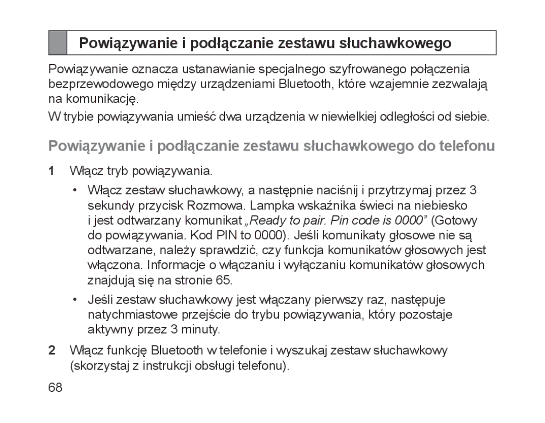 Samsung BHM1700EDECFOP, BHM1700VDECXEF, BHM1700VPECXEF, BHM1700EDECXEF manual Powiązywanie i podłączanie zestawu słuchawkowego 