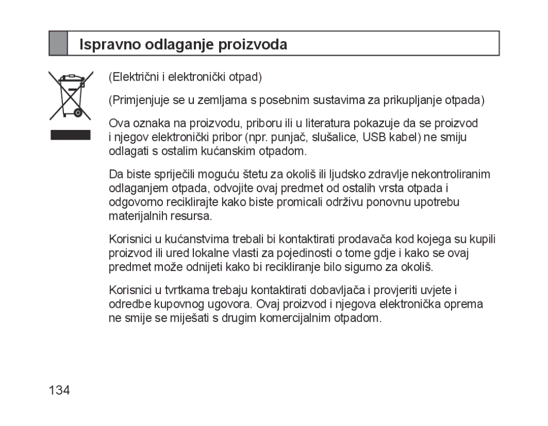 Samsung BHM1700EPECXEH, BHM1700VDECXEF, BHM1700VPECXEF, BHM1700EDECXEF, BHM1700EBECXEF manual Ispravno odlaganje proizvoda 