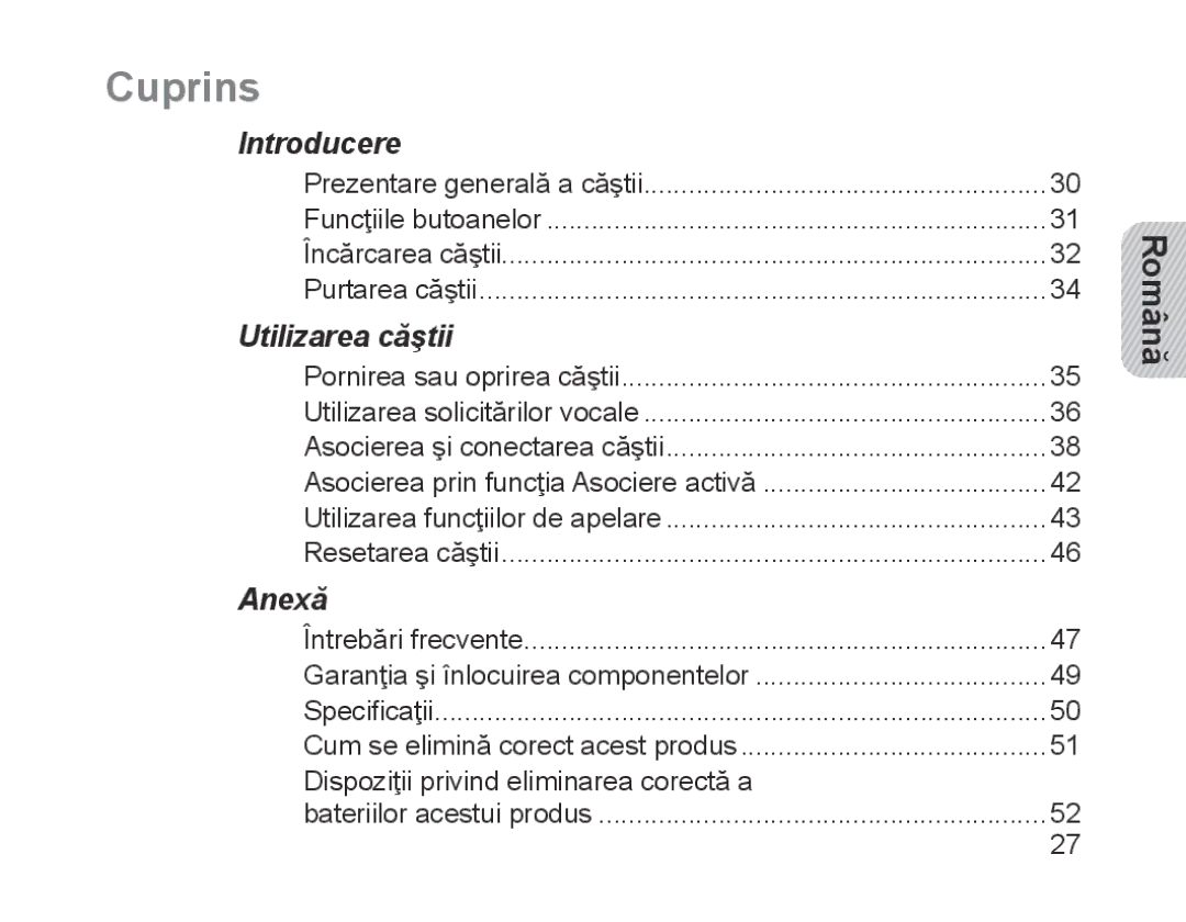 Samsung BHM1700EDECXEV, BHM1700VDECXEF, BHM1700VPECXEF, BHM1700EDECXEF, BHM1700EBECXEF, BHM1700EPECXEF, BHM1700EDECXET Cuprins 