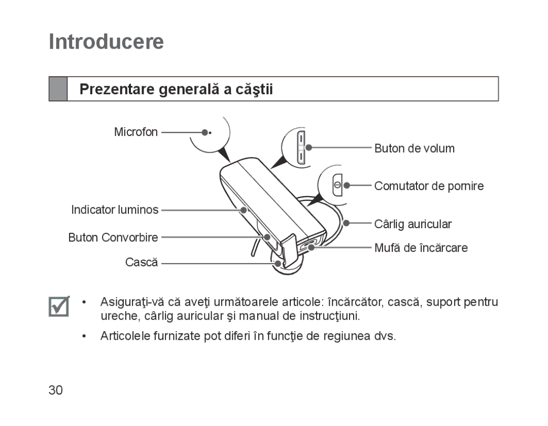 Samsung BHM1700VDECXEE, BHM1700VDECXEF, BHM1700VPECXEF, BHM1700EDECXEF manual Introducere, Prezentare generală a căştii 