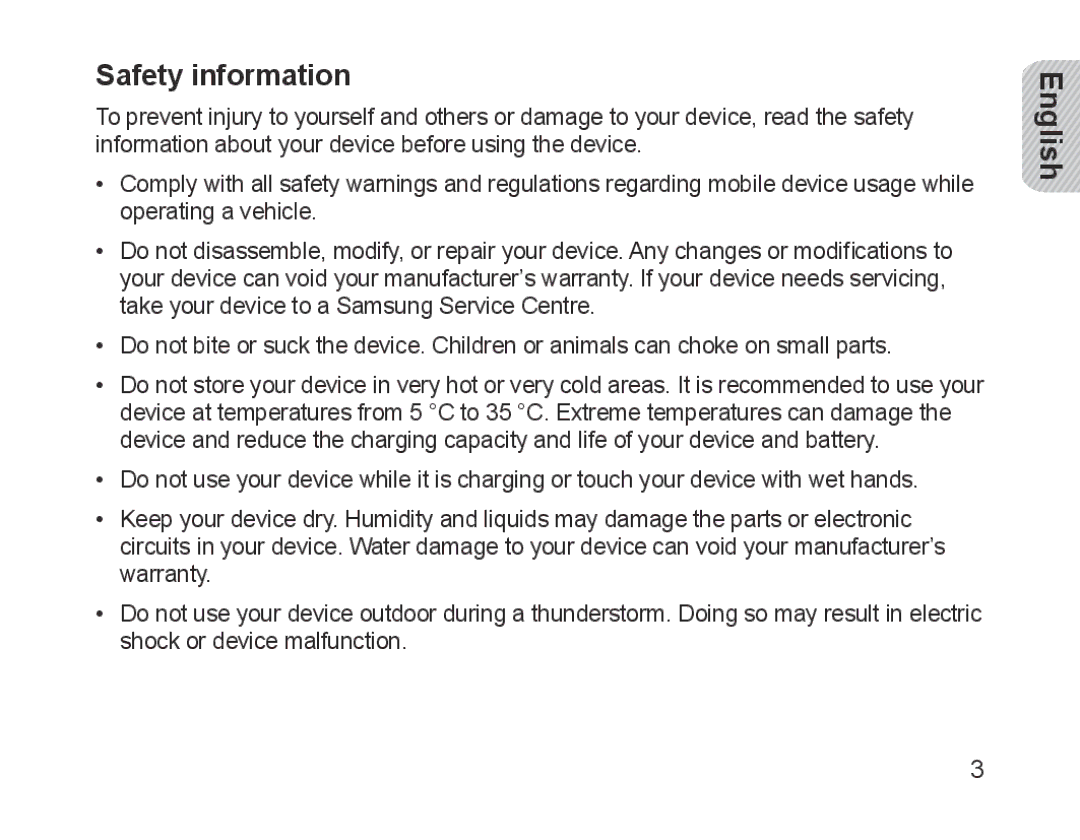 Samsung BHM1700EDECXET, BHM1700VDECXEF, BHM1700VPECXEF, BHM1700EDECXEF, BHM1700EBECXEF, BHM1700EPECXEF manual Safety information 