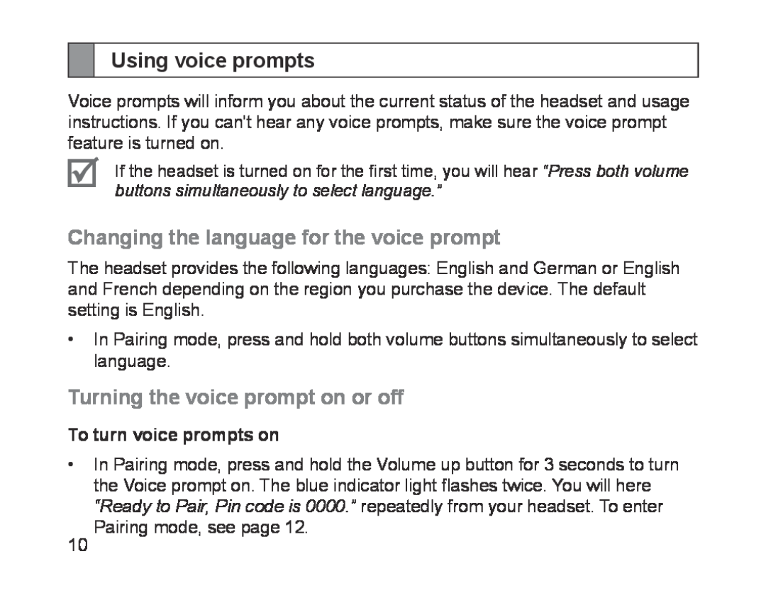 Samsung BHM1700EDECXEE Using voice prompts, Changing the language for the voice prompt, Turning the voice prompt on or off 