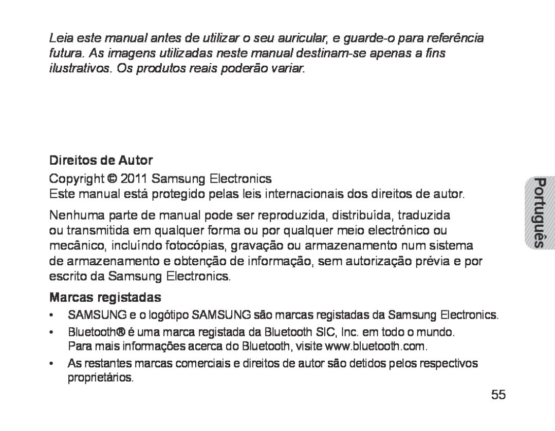Samsung BHM1700EDECILO, BHM1700VDECXEF, BHM1700VPECXEF, BHM1700EDECXEF manual Português, Direitos de Autor, Marcas registadas 