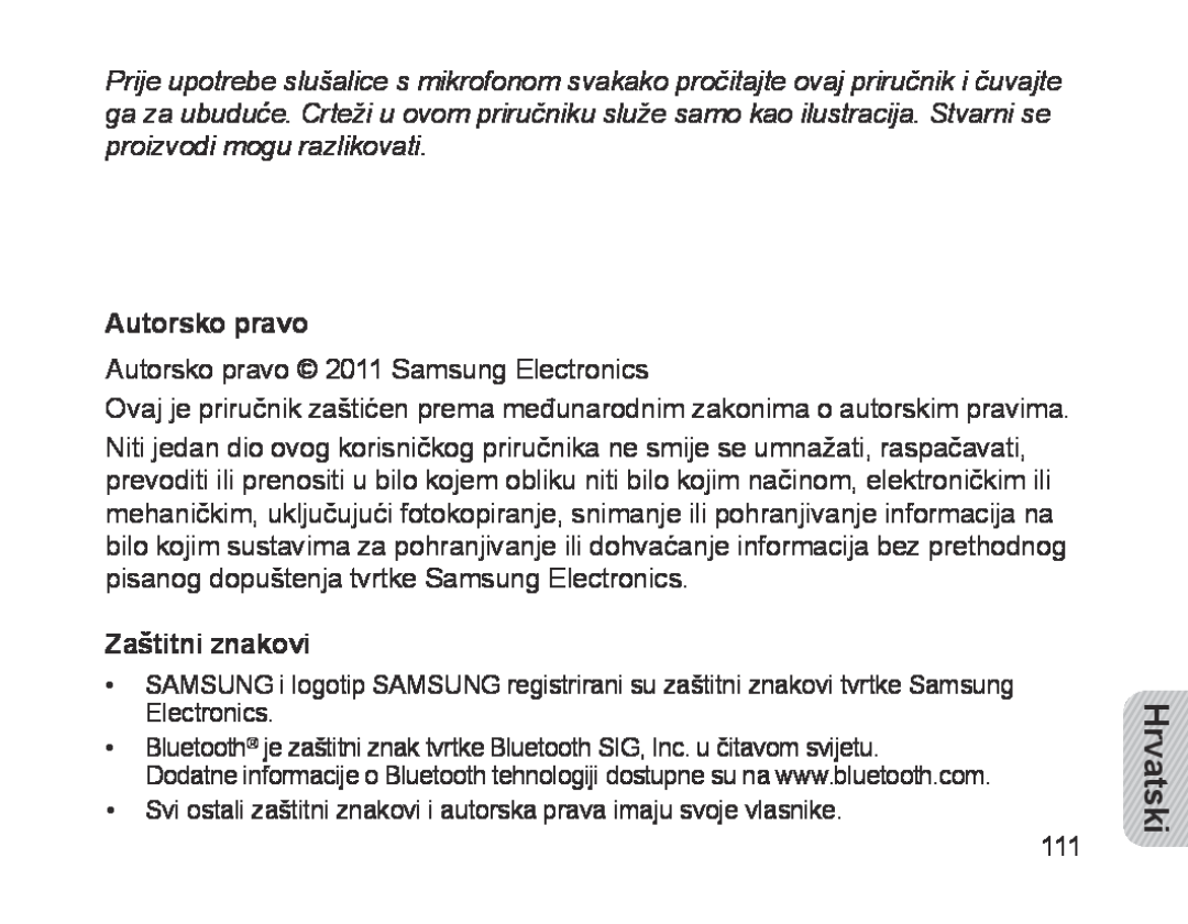 Samsung BHM1700EDECXEV, BHM1700VDECXEF, BHM1700VPECXEF, BHM1700EDECXEF, BHM1700EBECXEF manual Autorsko pravo, Zaštitni znakovi 