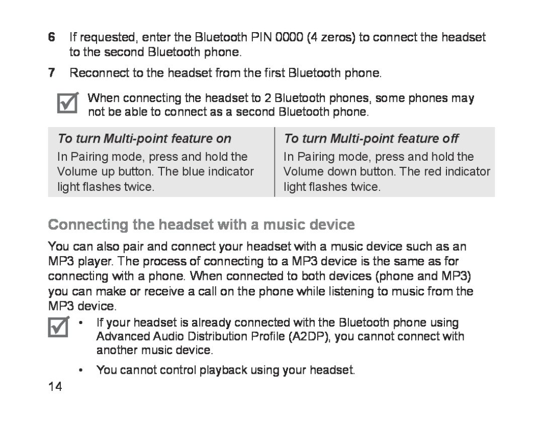 Samsung BHM1700EDECHAT, BHM1700VDECXEF manual Connecting the headset with a music device, To turn Multi-point feature on 