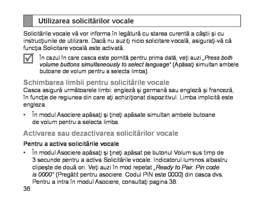 Samsung BHM1700EMECHAT, BHM1700VDECXEF manual Utilizarea solicitărilor vocale, Schimbarea limbii pentru solicitările vocale 