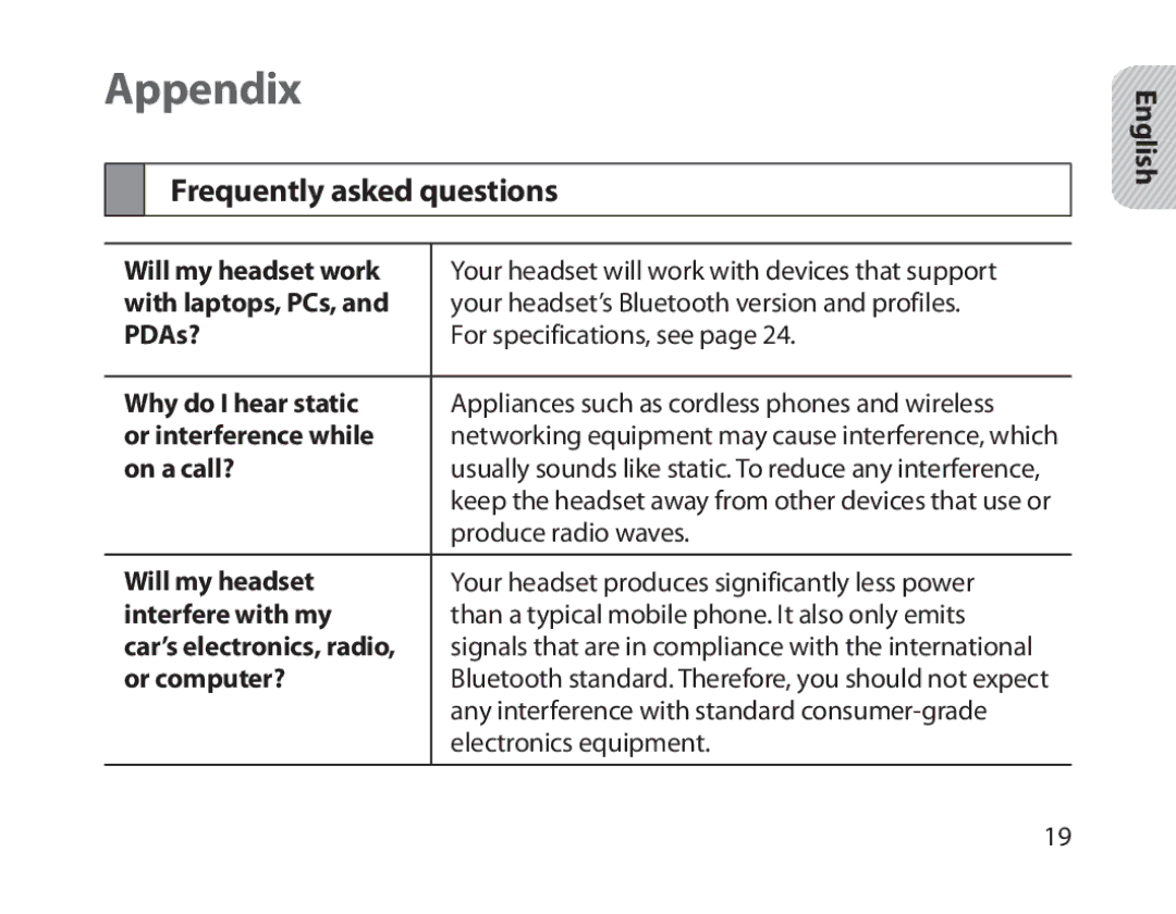 Samsung BHM1800EDECEUR, BHM1800EDECXEF, BHM1800EDECXEV, BHM1800EDECXEH, BHM1800EDECHAT Appendix, Frequently asked questions 