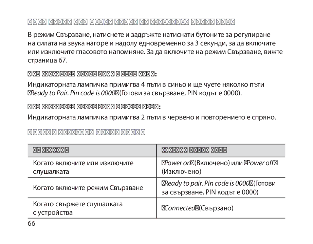 Samsung BHM1800EDECXEH, BHM1800EDECXEF manual Включване или изключване на гласовото напомняне, Списък с гласови напомняния 