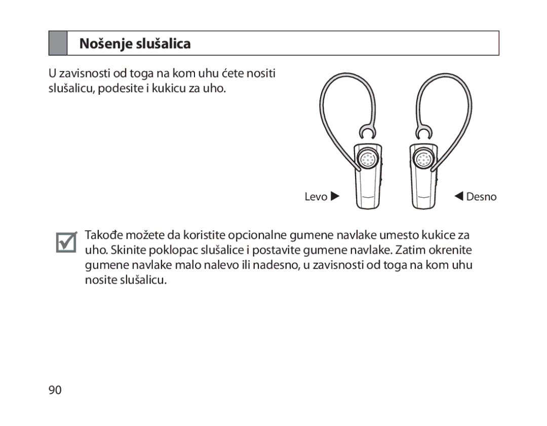 Samsung BHM1800EDECXEH, BHM1800EDECXEF, BHM1800EDECXEV, BHM1800EDECEUR, BHM1800EDECHAT, BHM1800EDRCSER manual Nošenje slušalica 