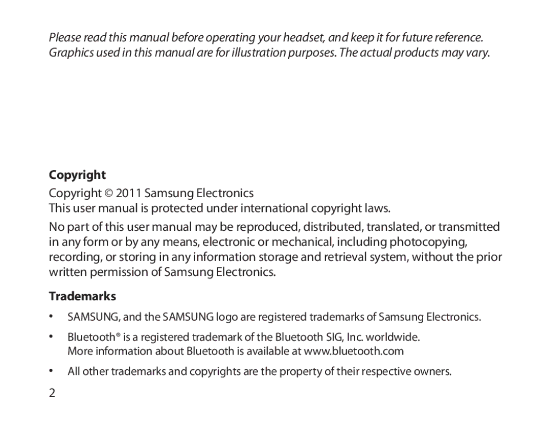 Samsung BHM1800EDECHAT, BHM1800EDECXEF, BHM1800EDECXEV, BHM1800EDECXEH, BHM1800EDECEUR, BHM1800EDRCSER Copyright, Trademarks 