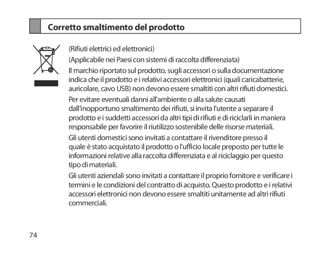 Samsung BHM1800EDRCSER, BHM1800EDECXEF, BHM1800EDECXEV, BHM1800EDECXEH, BHM1800EDECEUR manual Corretto smaltimento del prodotto 