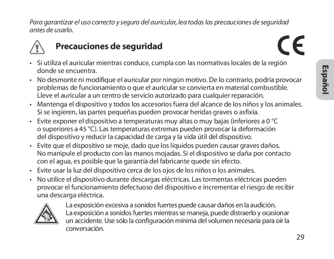 Samsung BHM1800EDECXEV, BHM1800EDECXEF, BHM1800EDECXEH, BHM1800EDECEUR, BHM1800EDECHAT manual Precauciones de seguridad 