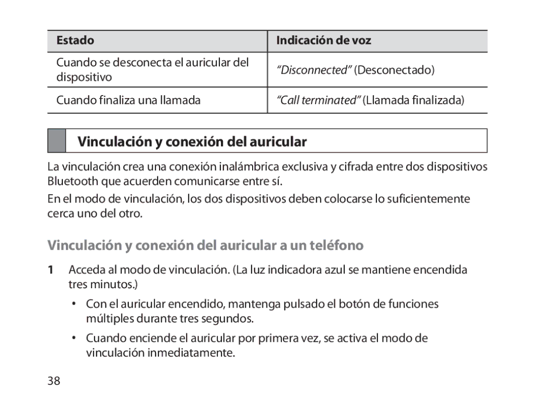 Samsung BHM1800EDECHAT, BHM1800EDECXEF, BHM1800EDECXEV manual Vinculación y conexión del auricular a un teléfono 