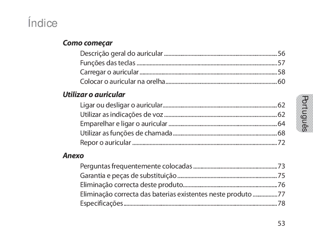 Samsung BHM1800EDECXEV, BHM1800EDECXEF, BHM1800EDECXEH, BHM1800EDECEUR, BHM1800EDECHAT, BHM1800EDRCSER Como começar, Português 