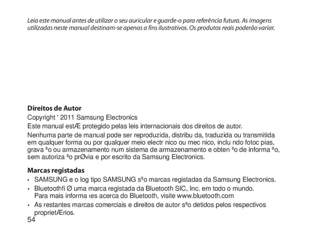 Samsung BHM1800EDECXEH, BHM1800EDECXEF, BHM1800EDECXEV, BHM1800EDECEUR, BHM1800EDECHAT Direitos de Autor, Marcas registadas 