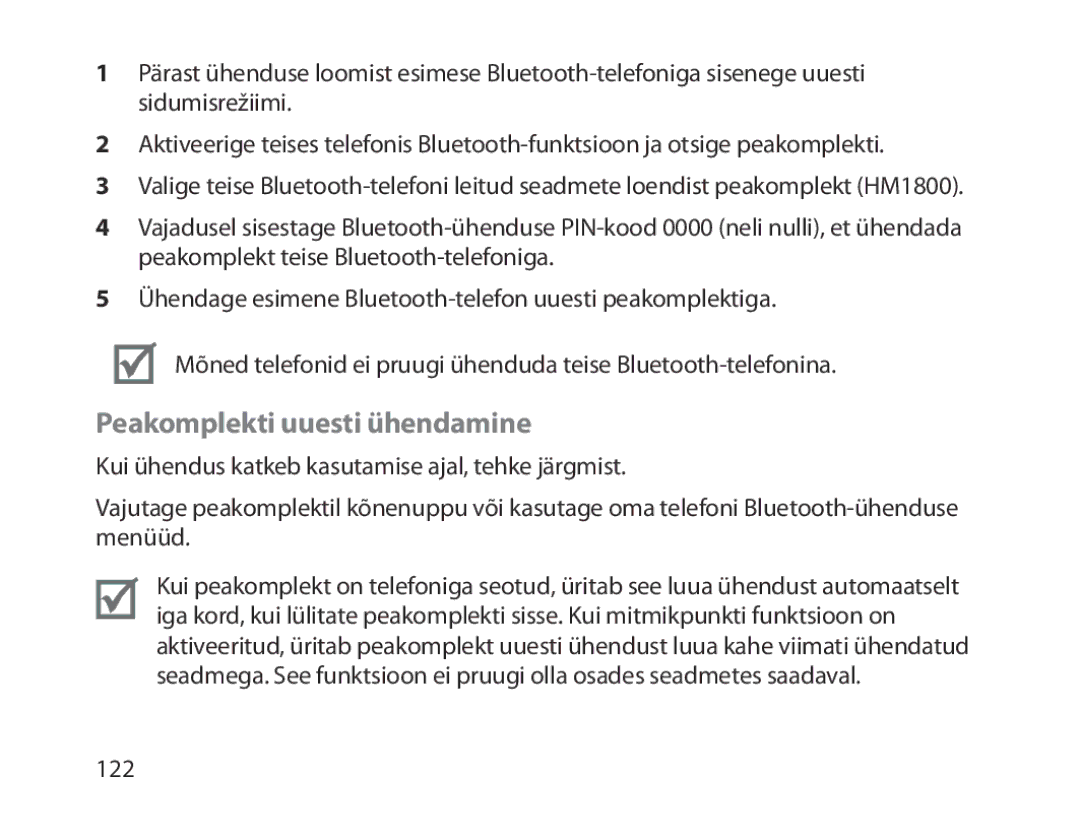 Samsung BHM1800EDRCSER manual Peakomplekti uuesti ühendamine 