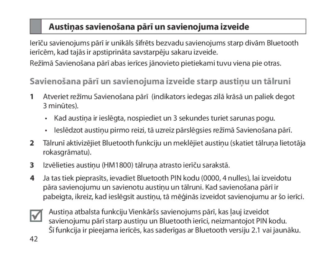 Samsung BHM1800EDRCSER manual Austiņas savienošana pārī un savienojuma izveide 