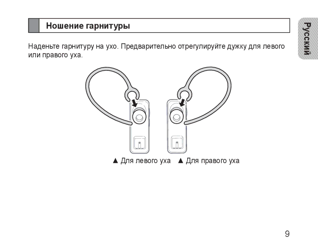 Samsung BHM3100EBECSER manual Ношение гарнитуры 