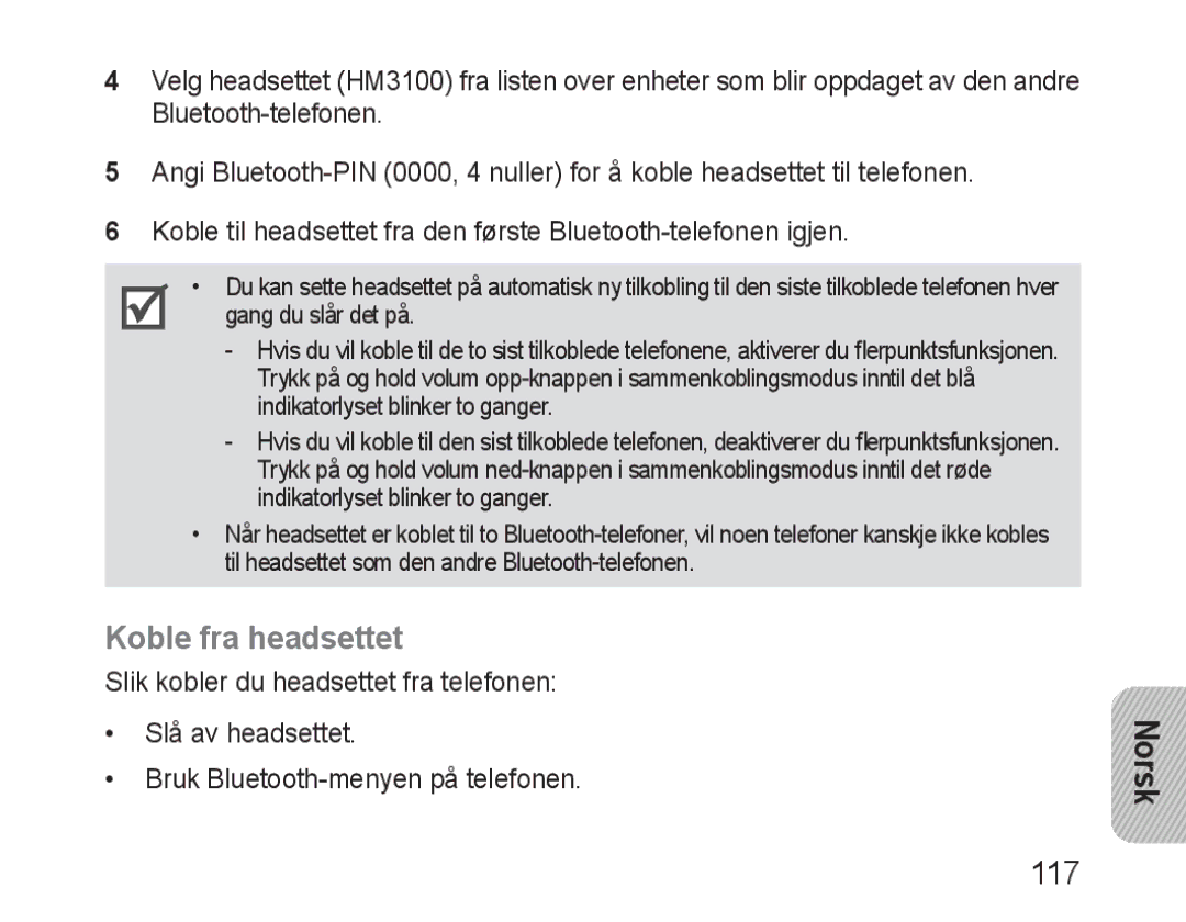 Samsung BHM3100EBECHAT, BHM3100EBECXEF, BHM3100EBECXET, BHM3100EBECXEV, BHM3100EBECXEH manual Koble fra headsettet 