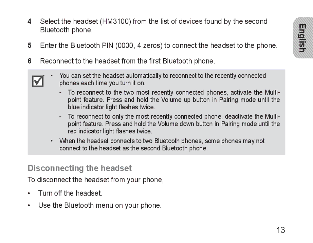 Samsung BHM3100EBECXEF, BHM3100EBECXET, BHM3100EBECXEV, BHM3100EBECXEH, BHM3100EBECHAT manual Disconnecting the headset 