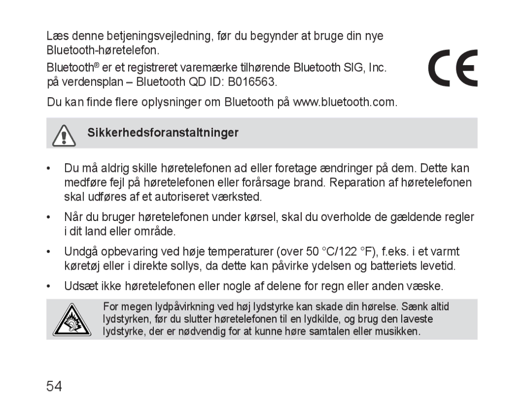 Samsung BHM3100EBECXET, BHM3100EBECXEF, BHM3100EBECXEV, BHM3100EBECXEH, BHM3100EBECHAT manual Sikkerhedsforanstaltninger 