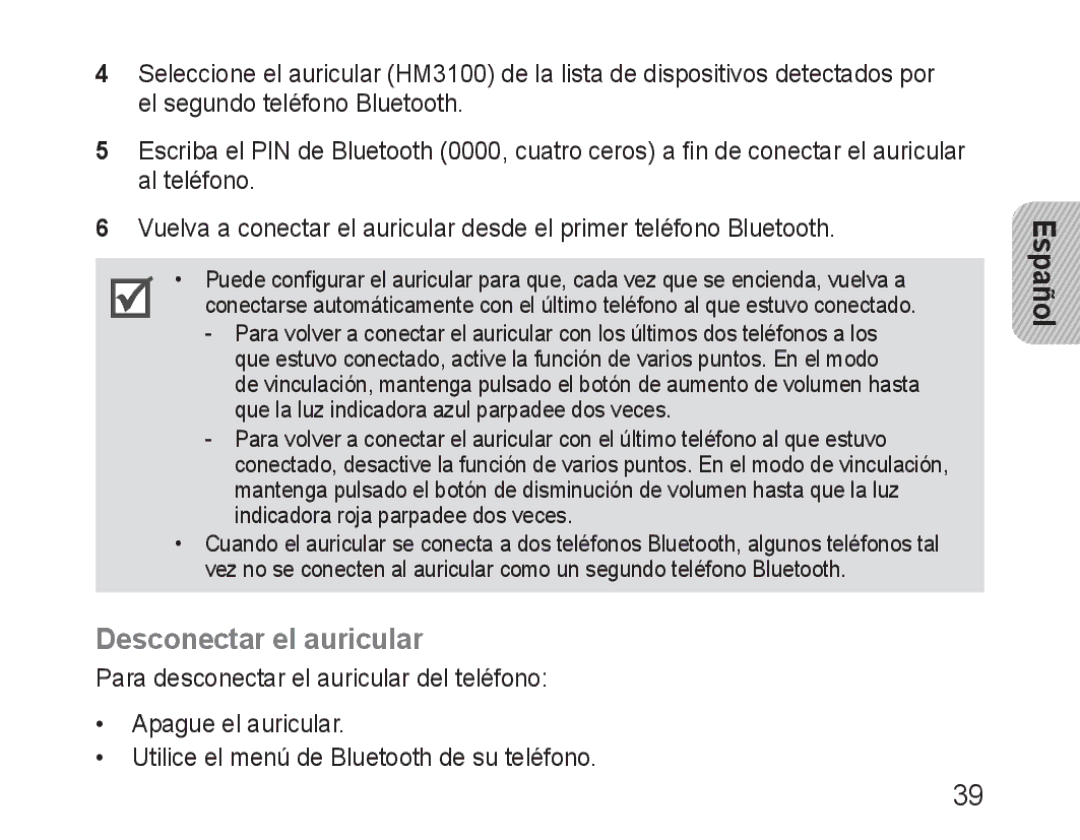 Samsung BHM3100EBECXET, BHM3100EBECXEF, BHM3100EBECXEV, BHM3100EBECXEH, BHM3100EBECHAT manual Desconectar el auricular 