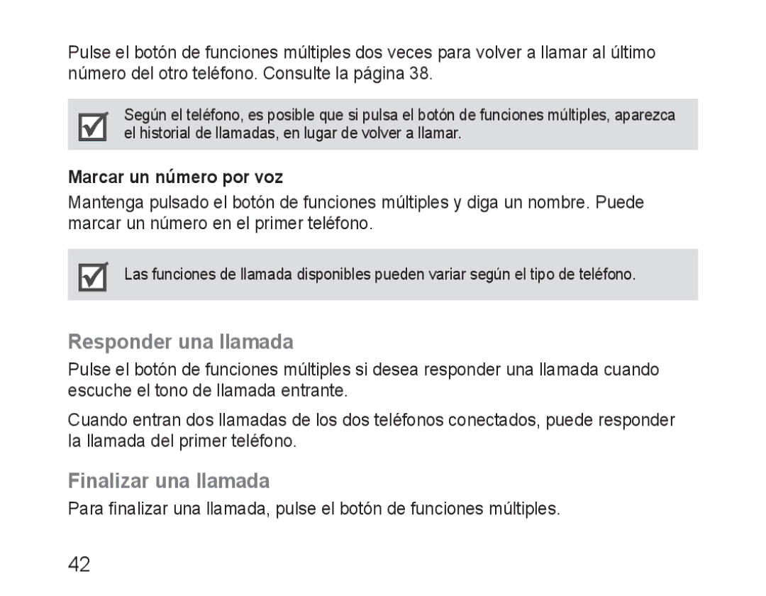 Samsung BHM3100EBECHAT, BHM3100EBECXEF manual Responder una llamada, Finalizar una llamada, Marcar un número por voz 