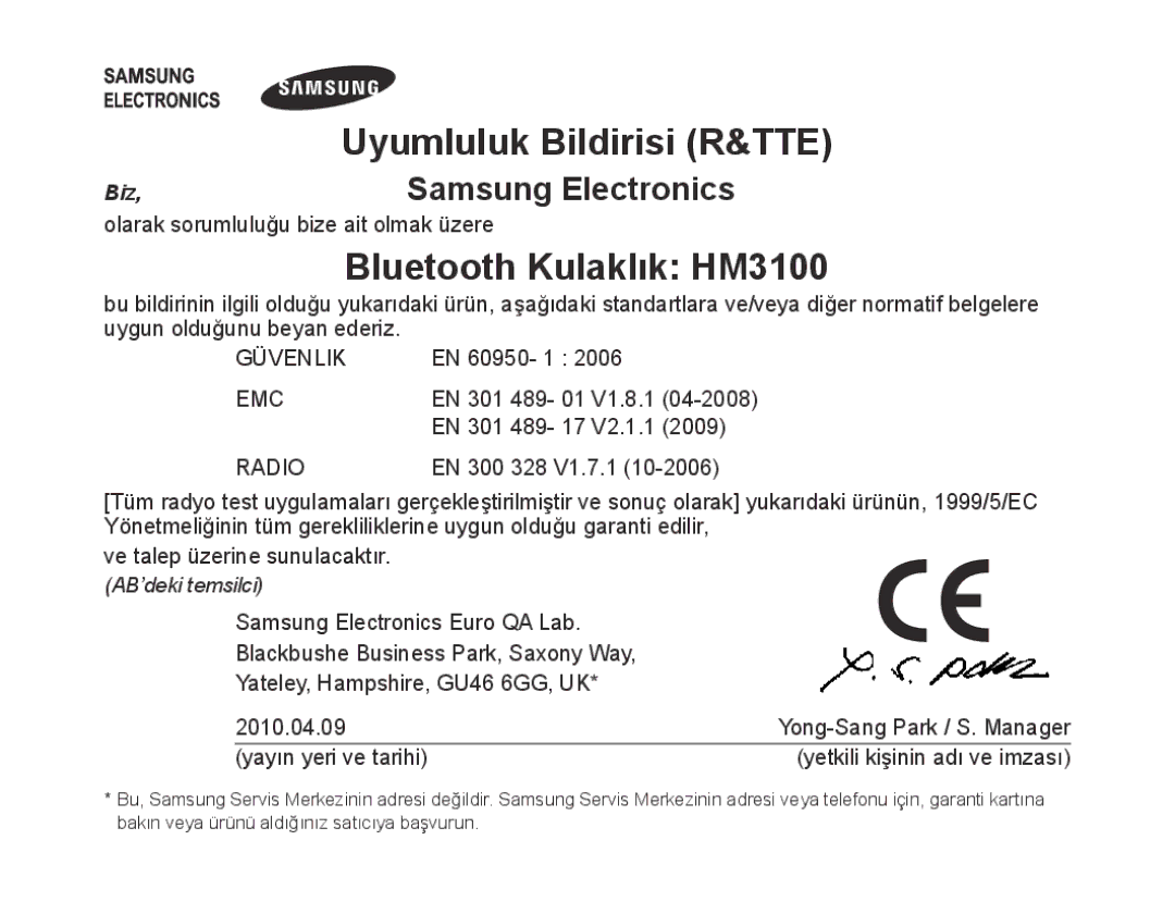 Samsung BHM3100EBECXEH, BHM3100EBECXEF, BHM3100EBECXET, BHM3100EBECXEV, BHM3100EBECHAT manual Bluetooth Kulaklık HM3100 