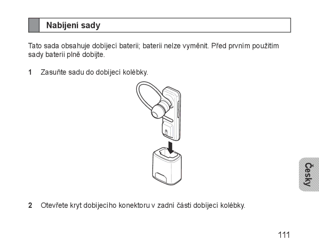 Samsung BHM3100EBECXEH, BHM3100EBECXEF, BHM3100EBECXET, BHM3100EBECXEV, BHM3100EBECHAT manual Nabíjení sady 