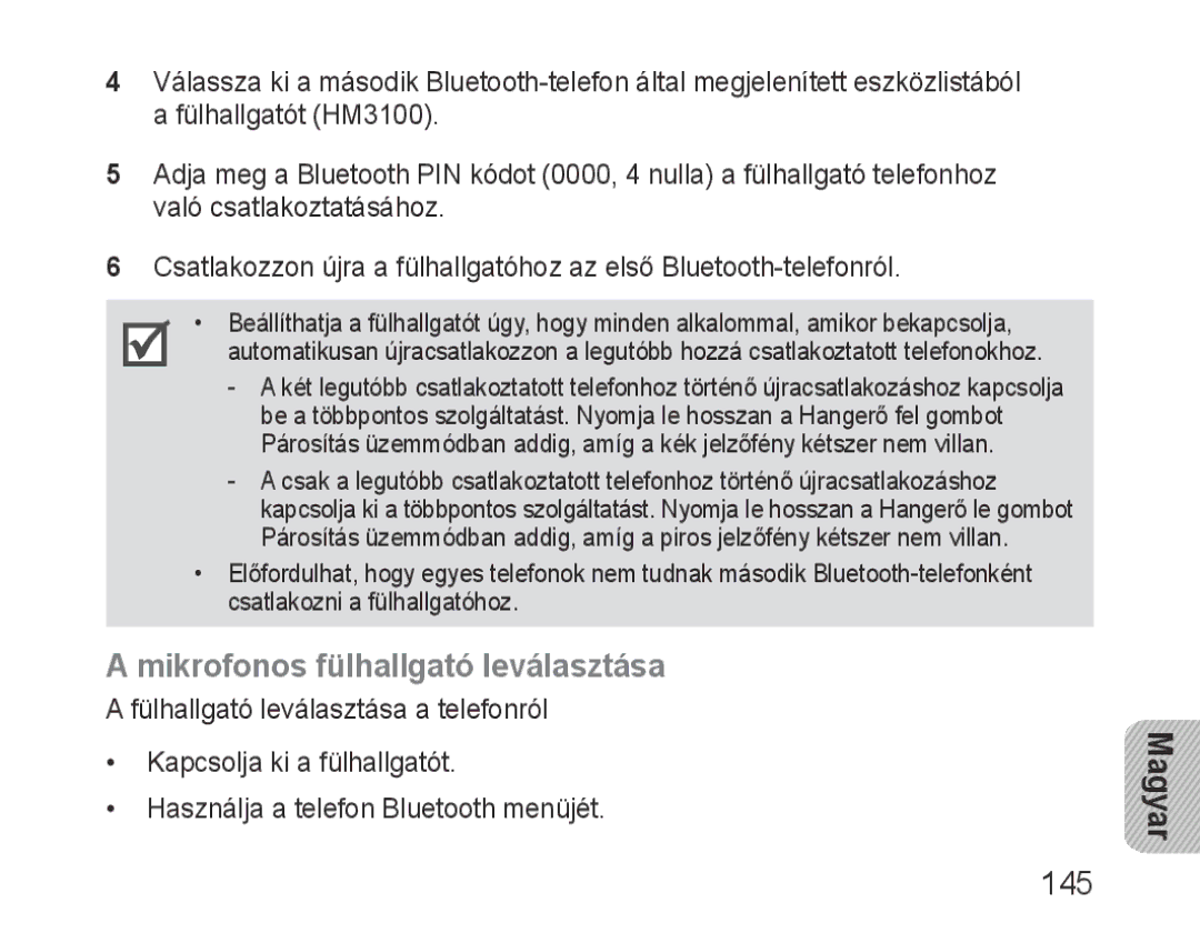 Samsung BHM3100EBECXEV, BHM3100EBECXEF, BHM3100EBECXET, BHM3100EBECXEH, BHM3100EBECHAT Mikrofonos fülhallgató leválasztása 