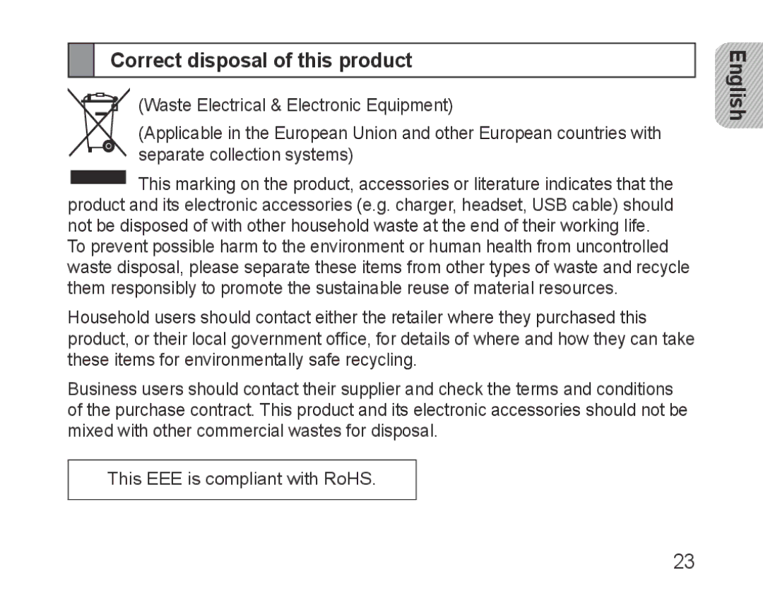 Samsung BHM3100EBECXEF, BHM3100EBECXET, BHM3100EBECXEV, BHM3100EBECXEH, BHM3100EBECHAT manual Correct disposal of this product 