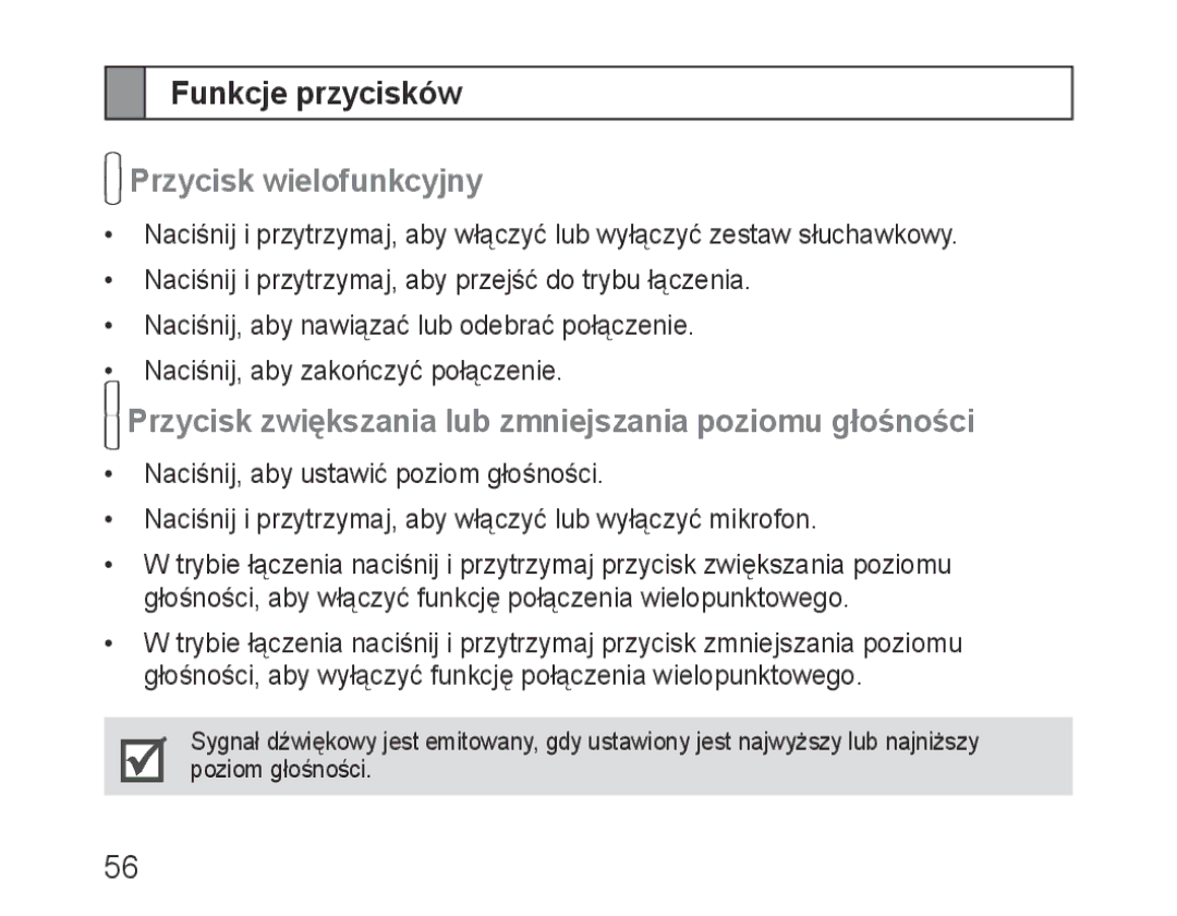 Samsung BHM3100EBECXEH, BHM3100EBECXEF, BHM3100EBECXET, BHM3100EBECXEV manual Funkcje przycisków, Przycisk wielofunkcyjny 