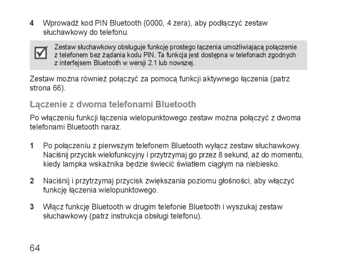 Samsung BHM3100EBECXET, BHM3100EBECXEF, BHM3100EBECXEV, BHM3100EBECXEH, BHM3100EBECHAT Łączenie z dwoma telefonami Bluetooth 